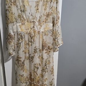 Kori Beige Floral Long Sleeve Dress